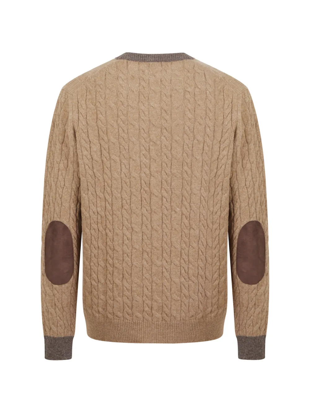 Fay cable-knit elbow-patch sweater Beige