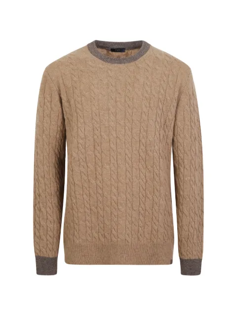Fay cable-knit elbow-patch sweater
