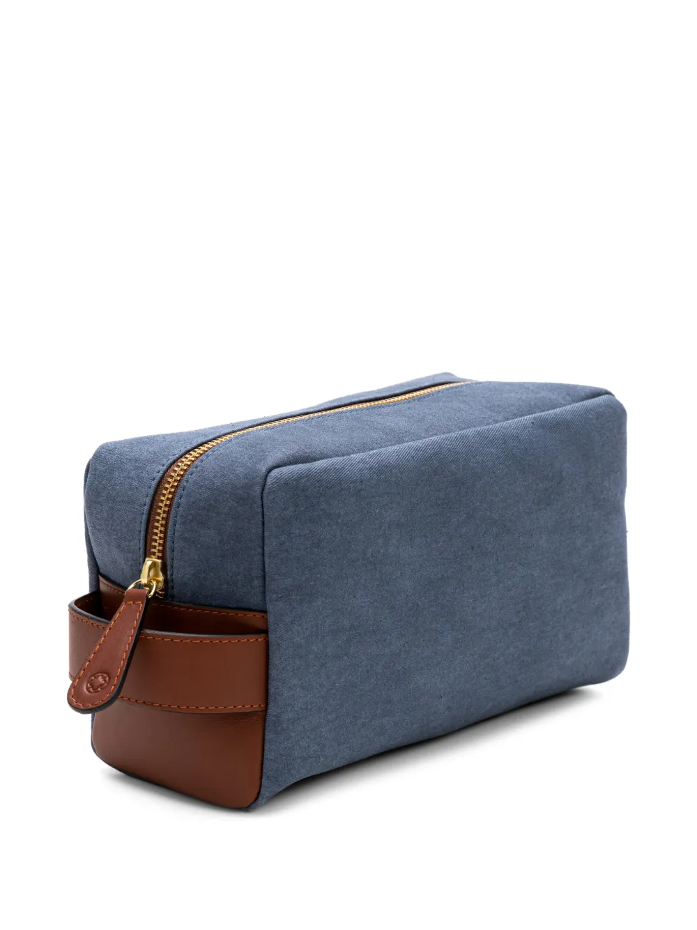 La Portegna Dopp canvas toilettas met leren afwerking Blauw