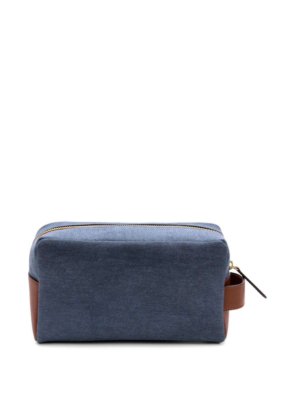 La Portegna Dopp canvas toilettas met leren afwerking Blauw