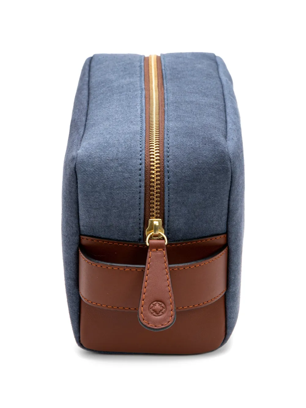 La Portegna Dopp canvas toilettas met leren afwerking Blauw