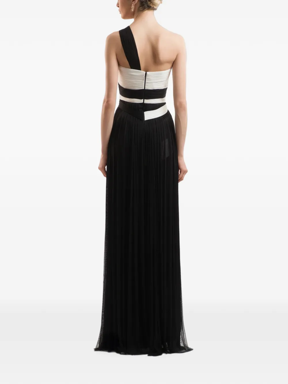 IMROSKA one-shoulder pleated maxi dress Zwart