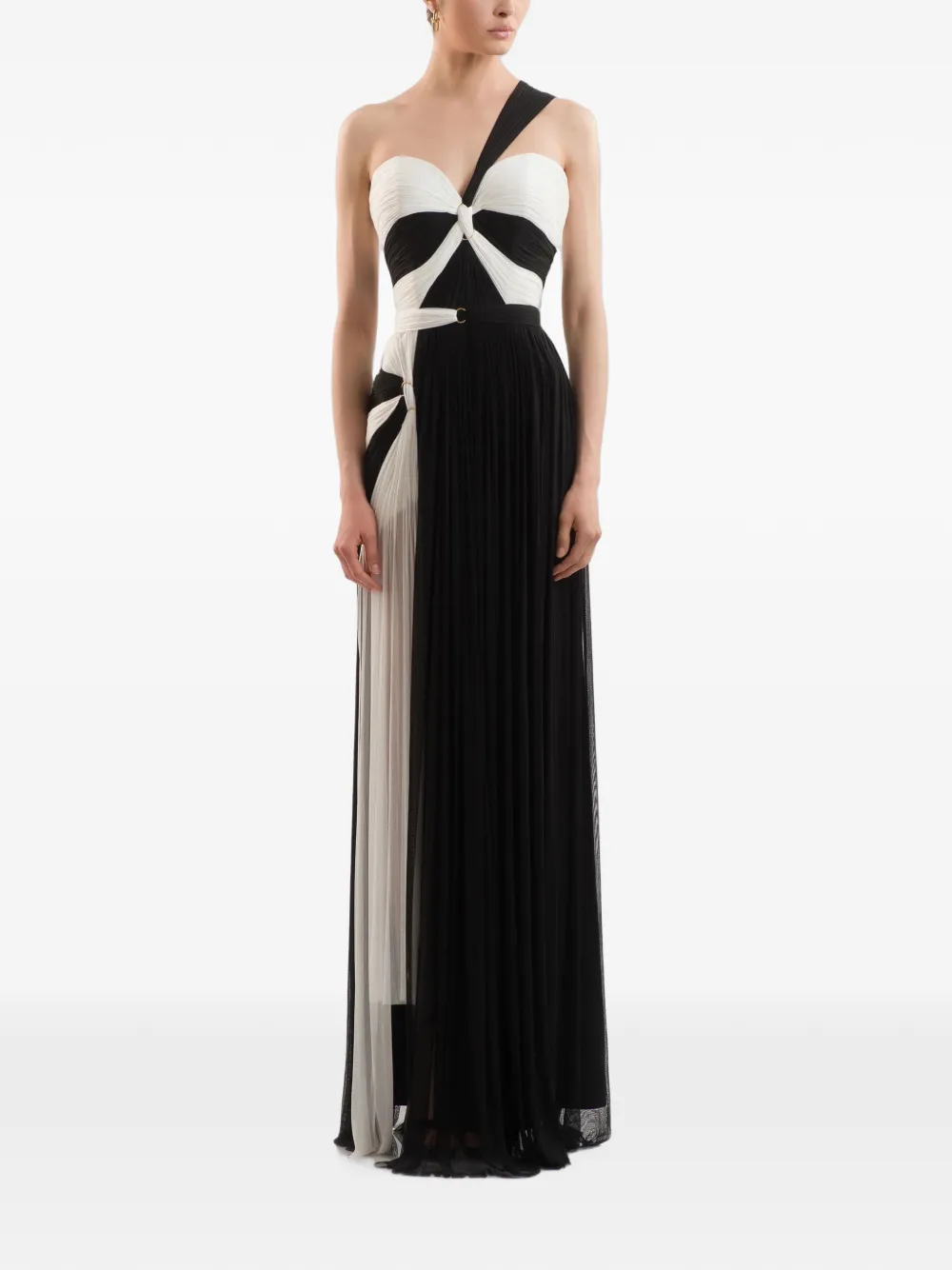 IMROSKA one-shoulder pleated maxi dress