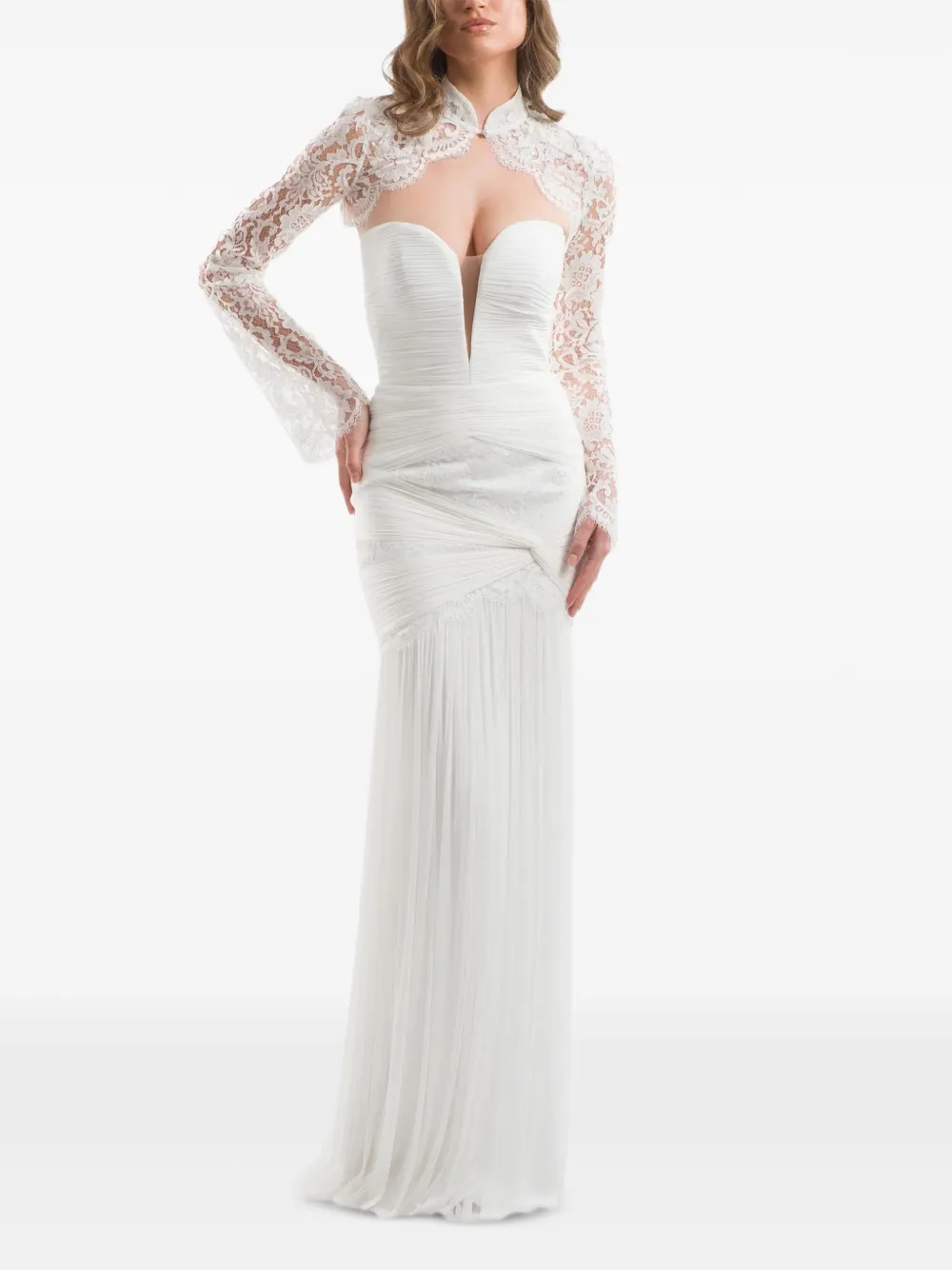 IMROSKA Crystal Forest lace-overlay bolero cardigan