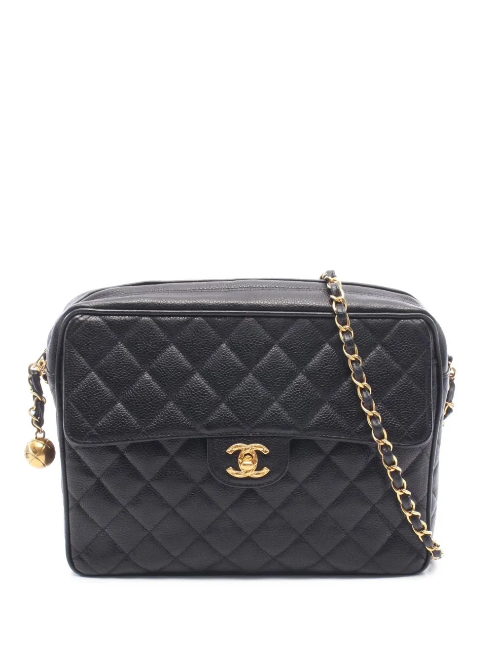 CHANEL Pre-Owned 1991-1994 Quilted Caviar Ball Charm Pocket crossbody bag - Black