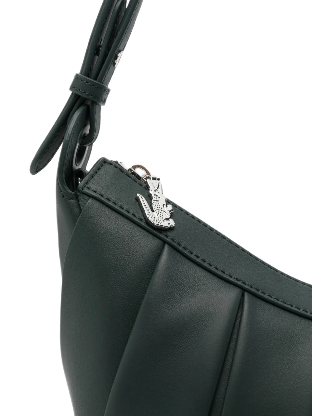 Lacoste M Hobo leren schoudertas met plooien Groen