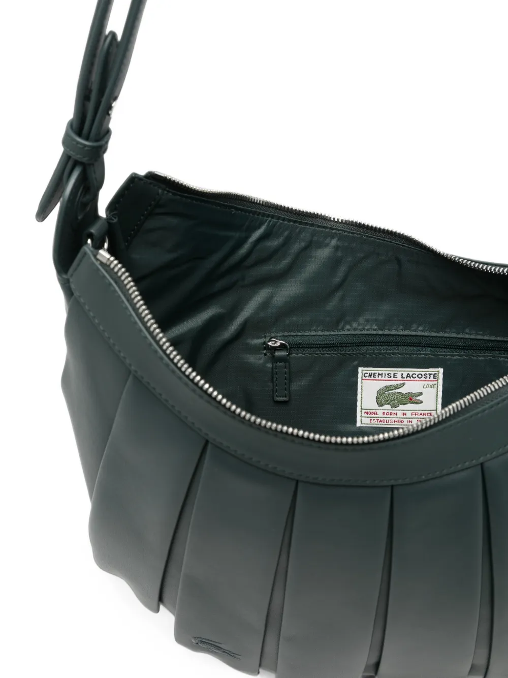 Lacoste M Hobo leren schoudertas met plooien Groen