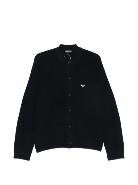 Emporio Armani logo-patch ribbed-knit cardigan