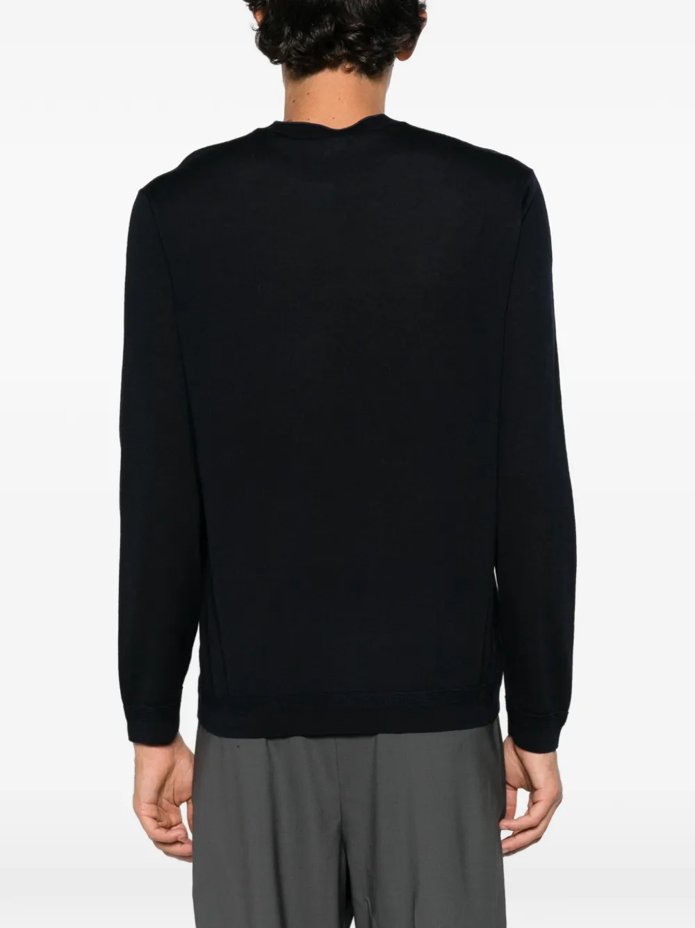 Emporio Armani logo-patch crew-neck sweater Blauw