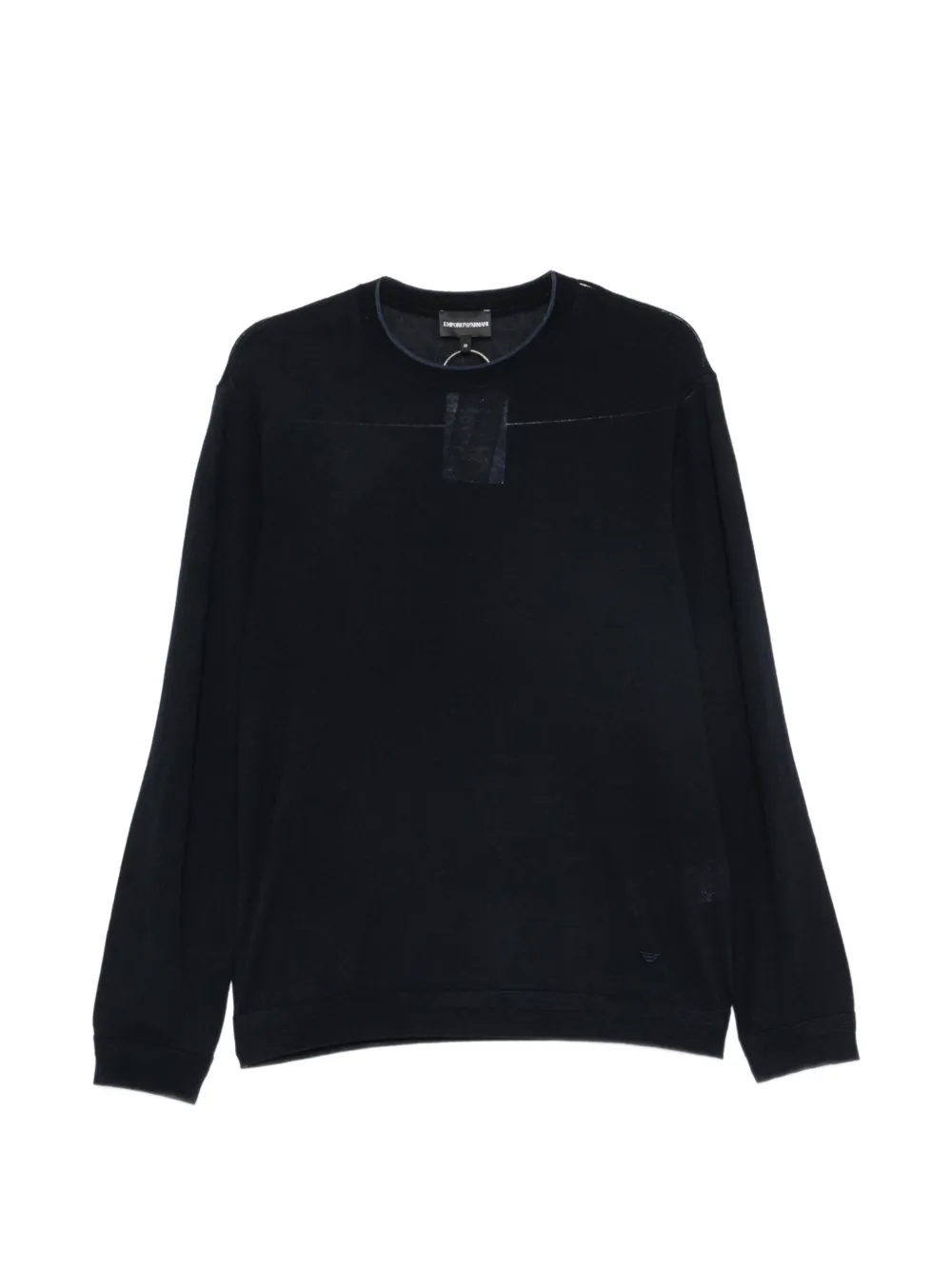 Emporio Armani logo-patch crew-neck sweater Blauw