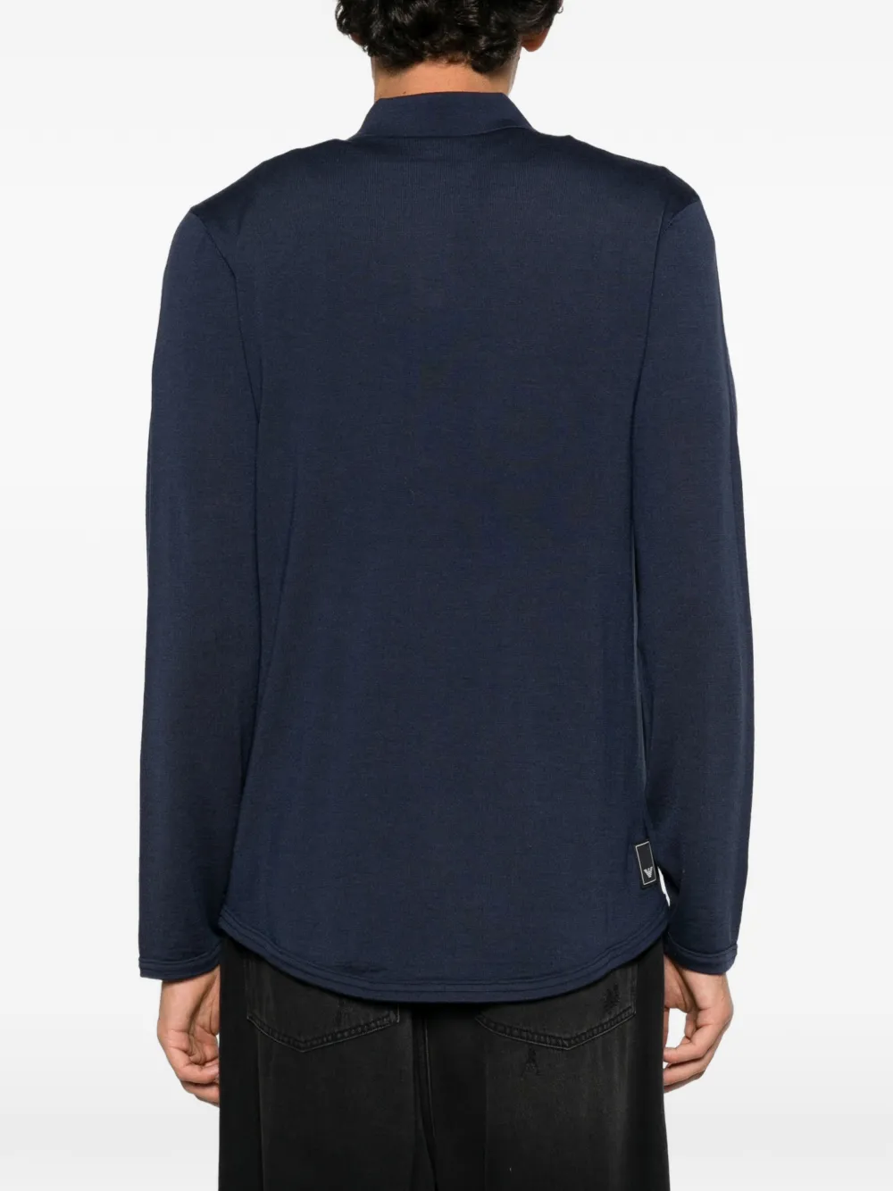Emporio Armani logo-embroidered button-up cardigan Blauw
