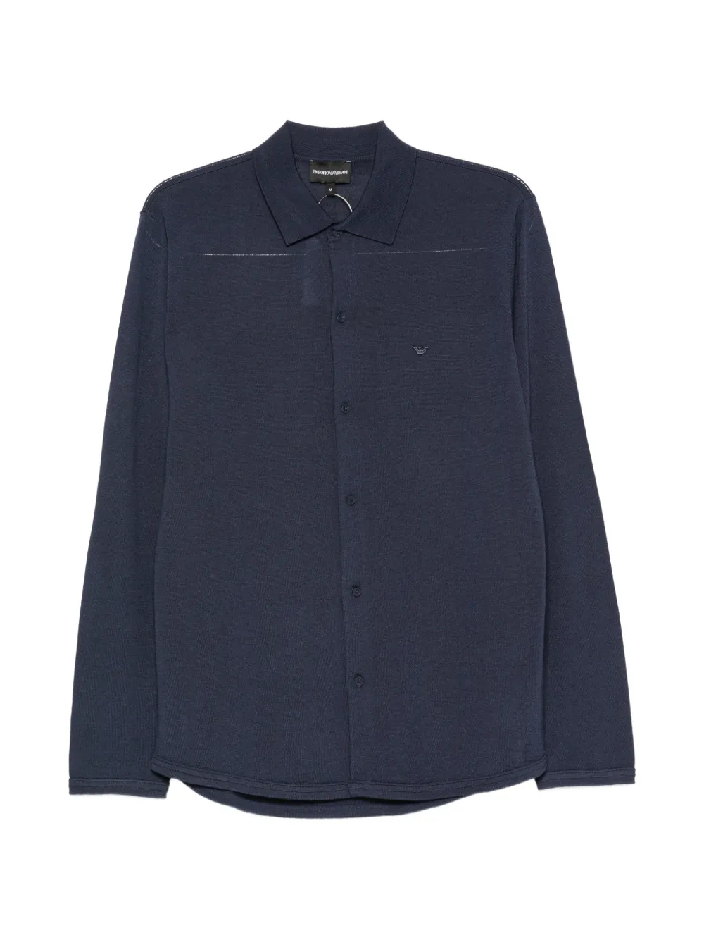 Emporio Armani logo-embroidered button-up cardigan - Blu
