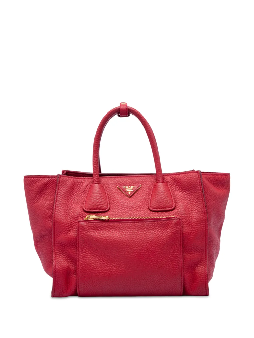 Prada Pre-Owned 2013-2026 Vitello Daino Front Pocket Open Convertible Tote satchel - Rosso