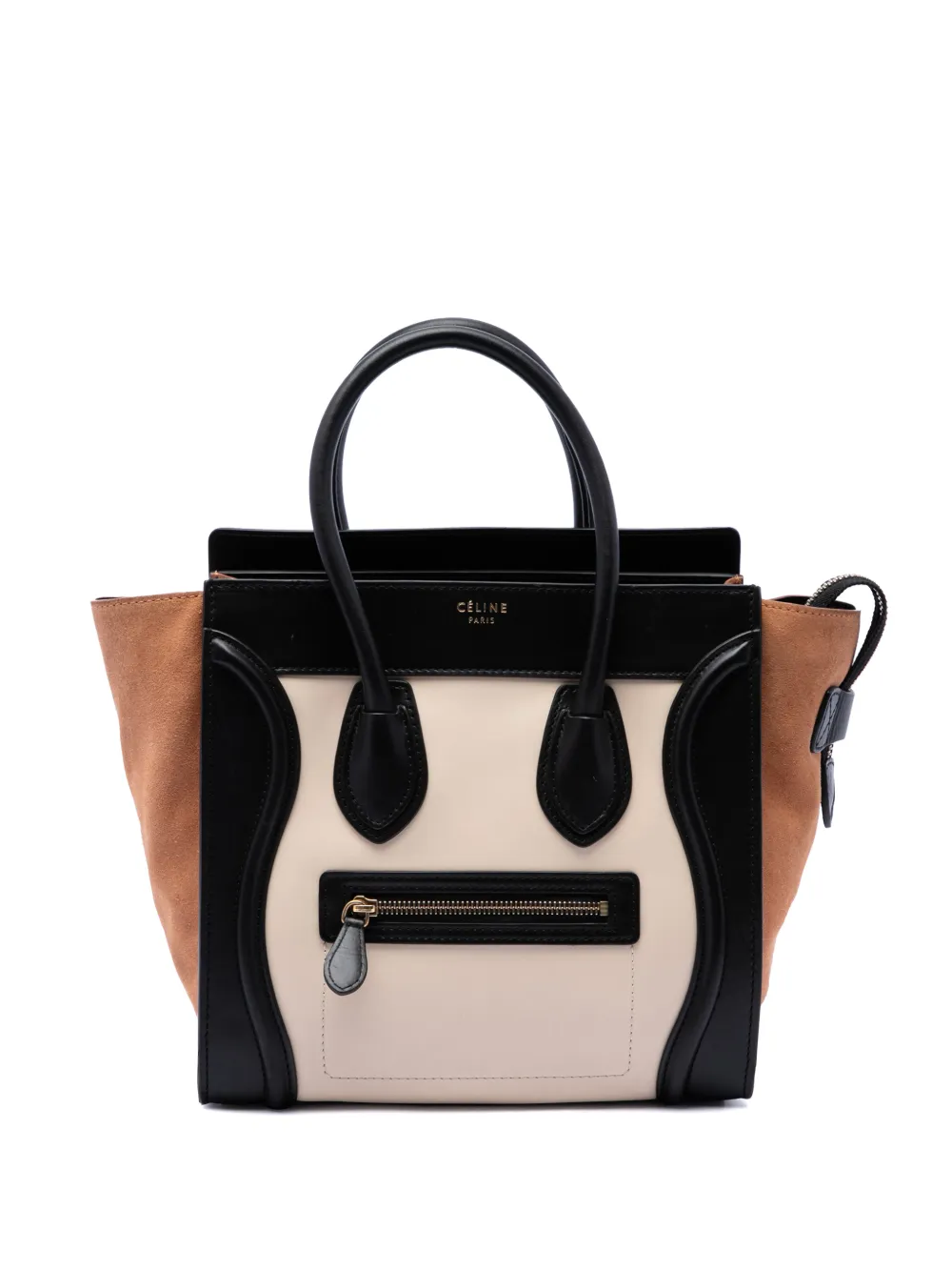 Celine Pre-Owned 2012 Micro Tricolor Calfskin and Suede Luggage tote bag - Bianco