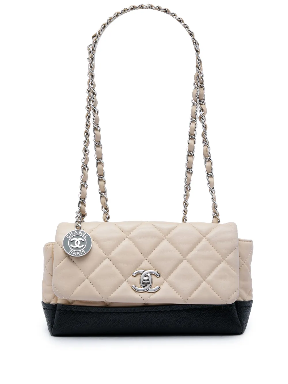 CHANEL Pre-Owned 2014 CC Bicolor Quilted Calfskin and Caviar Single Flap crossbody bag - Nero