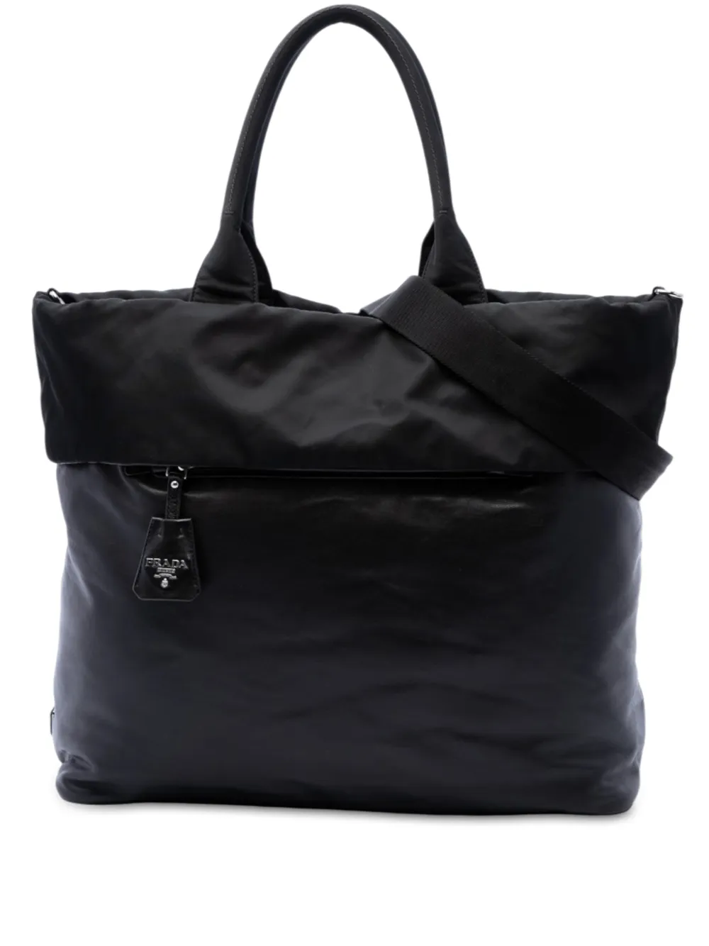 Prada Pre-Owned 2013-2026 Tessuto and Nappa Reversible satchel - Nero