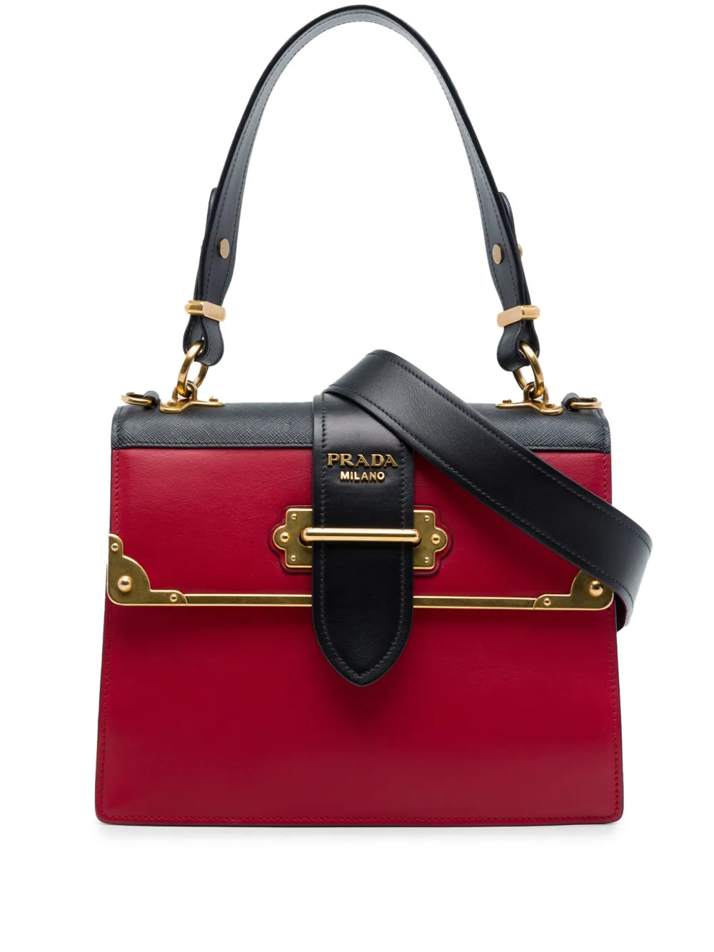 Prada Pre-Owned 2010-2026 Saffiano Trimmed City Calf Cahier satchel - Nero