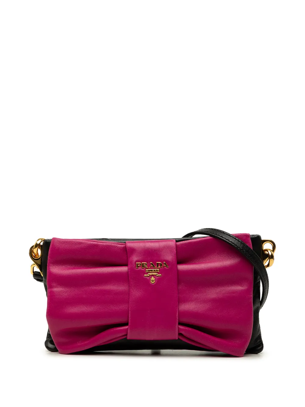 Prada Pre-Owned 2000-2013 Bicolor Nappa Fiocco Bow Clutch on Strap crossbody bag - Rosa