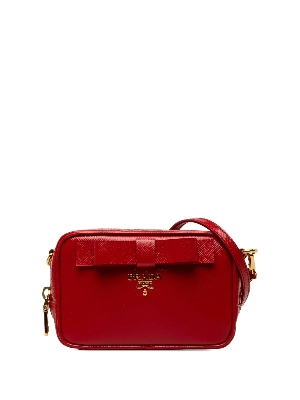 Prada Pre-Owned 2013-2026 Saffiano Vernice Bow Camera Bag crossbody bag - Rosso