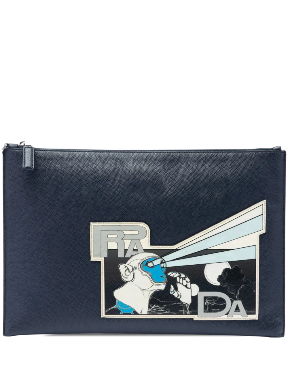 Prada Pre-Owned 2013-2026 Saffiano Monkey Robot clutch bag - Blu