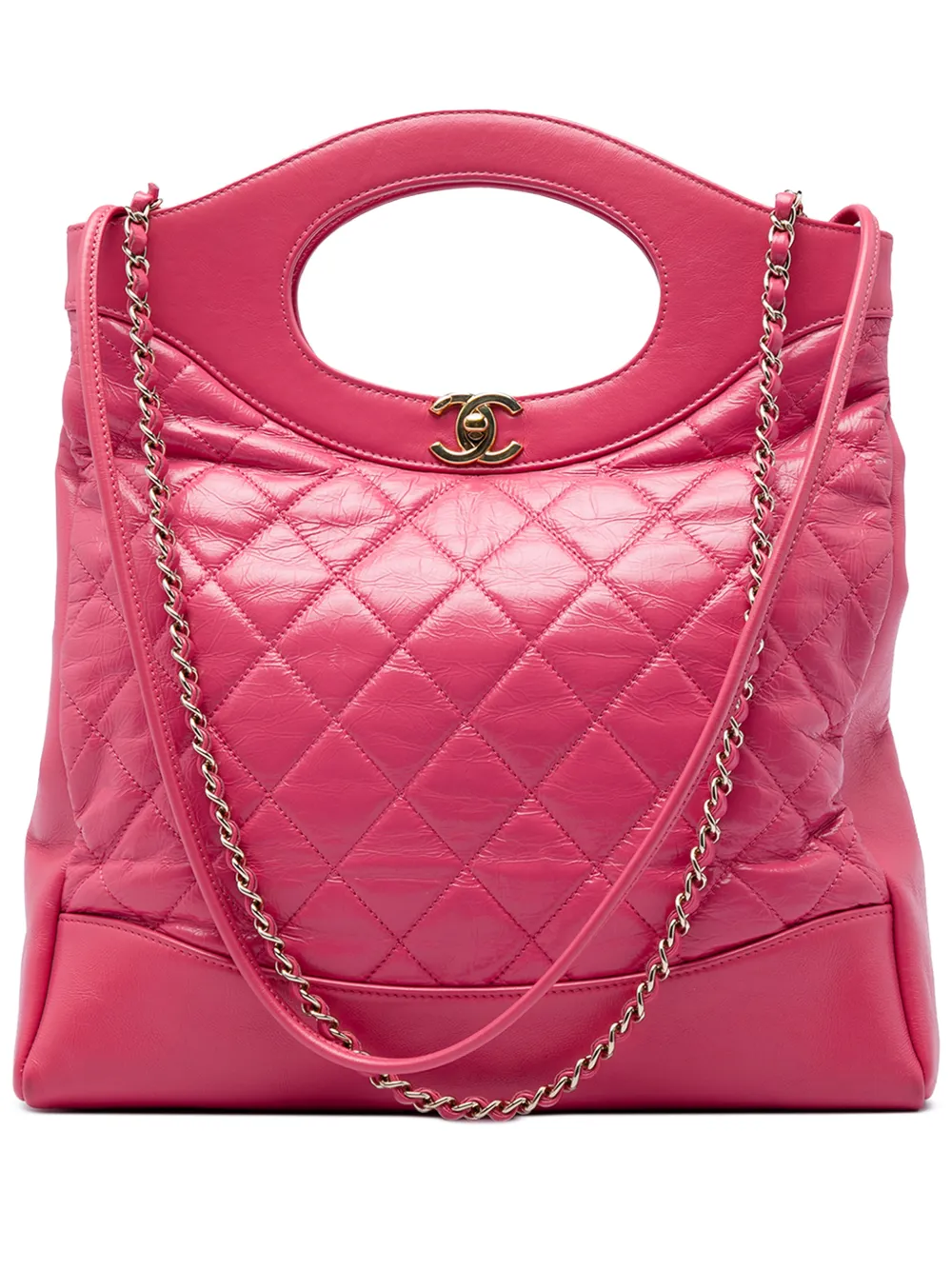 CHANEL Pre-Owned 2019 Small Quilted Shiny Aged Calfskin 31 Shopping Bag satchel - Rosa