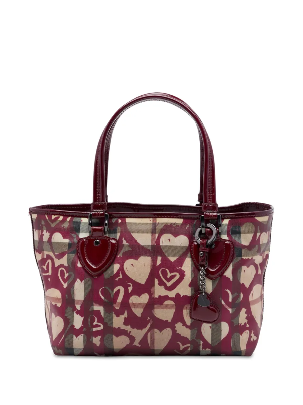 Burberry Pre-Owned 2000-2017 House Check Coated Canvas Hearts Gracie tote bag - Rosso