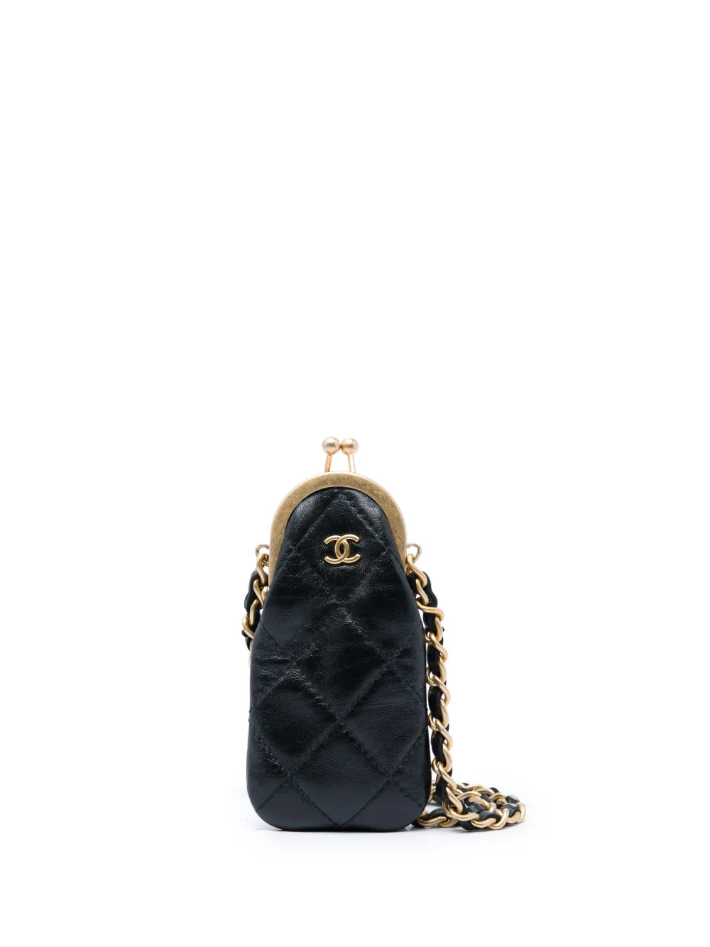 CHANEL Pre-Owned 2021-2026 CC Quilted Lambskin Lipstick Case on Chain crossbody bag - Nero