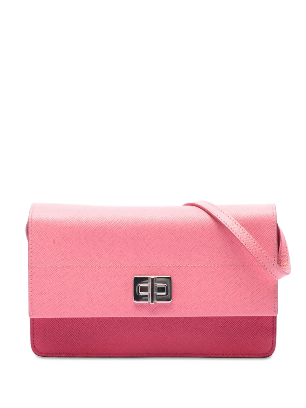 Prada Pre-Owned 2010-2026 Bicolor Saffiano Turn Lock Wallet on Strap crossbody bag - Rosa