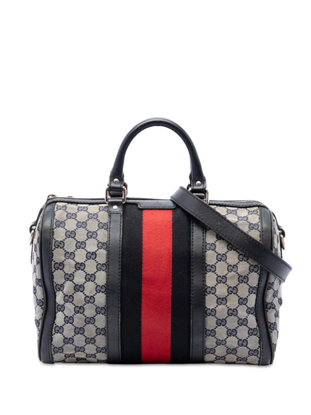Gucci Pre-Owned 2016-2026 mittelgroße Web Joy Boston Satchel-Tasche aus GG Canvas - Nude