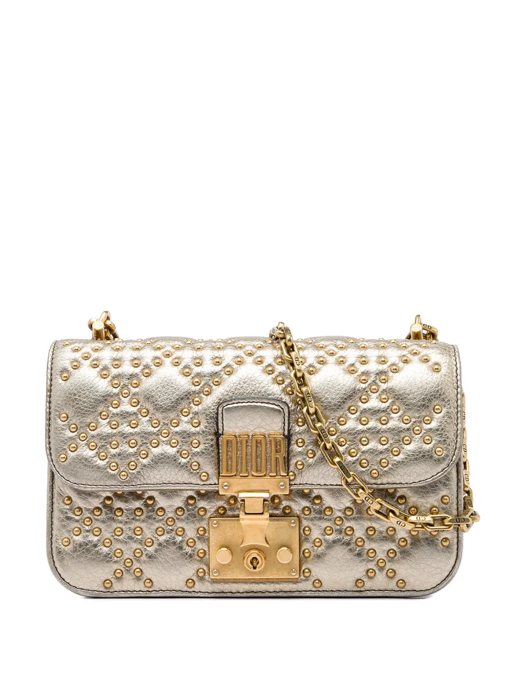 Christian Dior Pre-Owned pochette portefeuille à bandoulière chaîne DiorAddict en cuir d'agneau métallisé et clouté (2018)