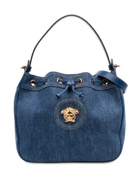 Versace Pre-Owned 2021-2026 Denim La Medusa Drawstring Bucket Bag satchel