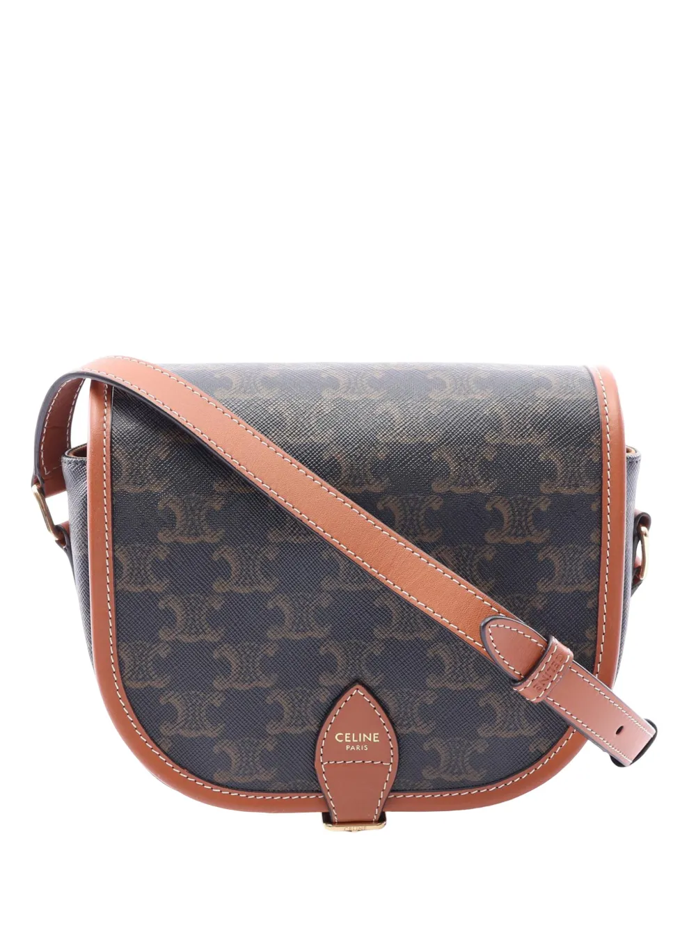 Celine Pre-Owned 2000-2026 Medium Triomphe Coated Canvas Folco crossbody bag - Marrone