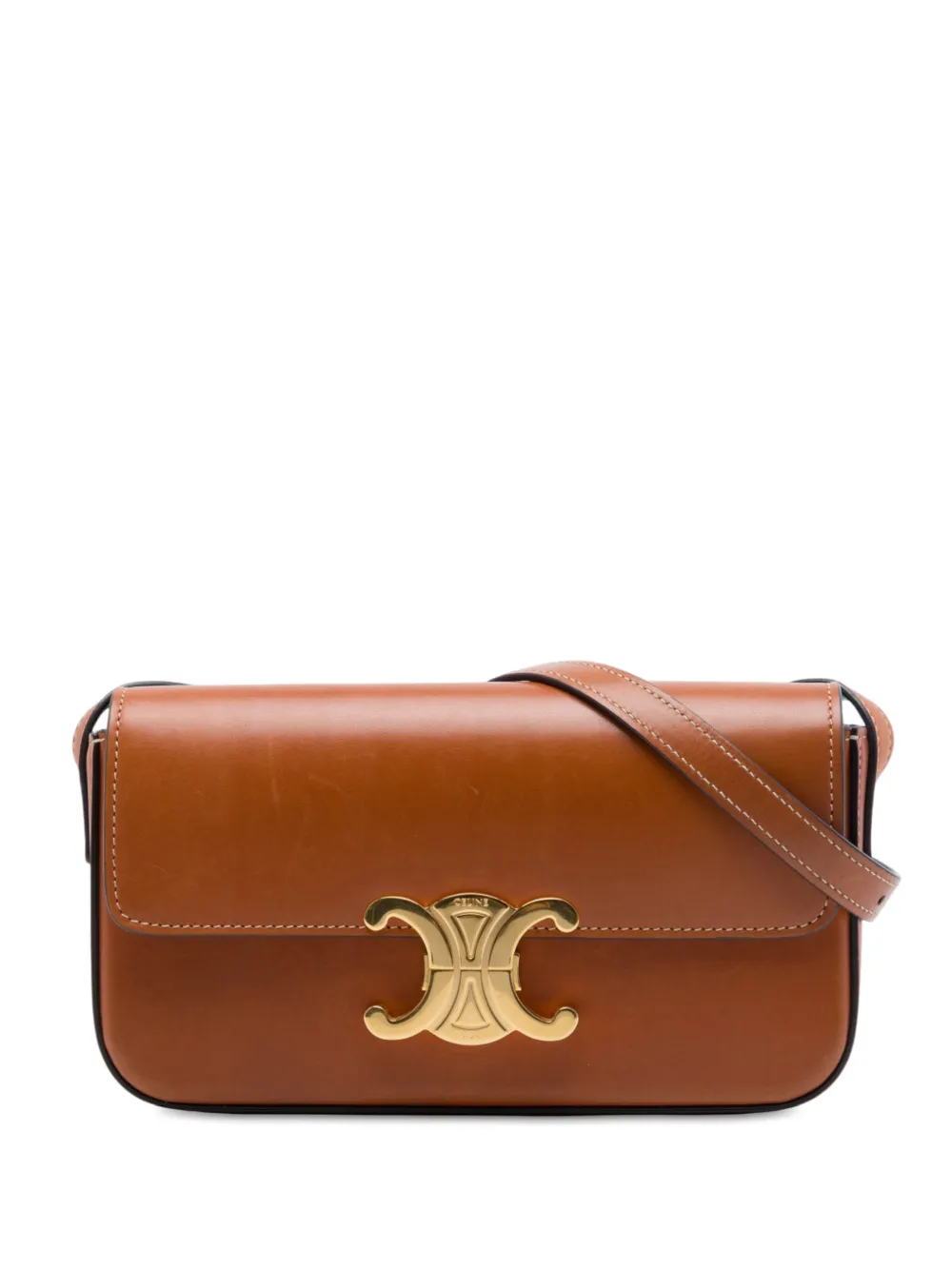 Celine Pre-Owned 2021 Shiny Calfskin Claude shoulder bag - Marrone