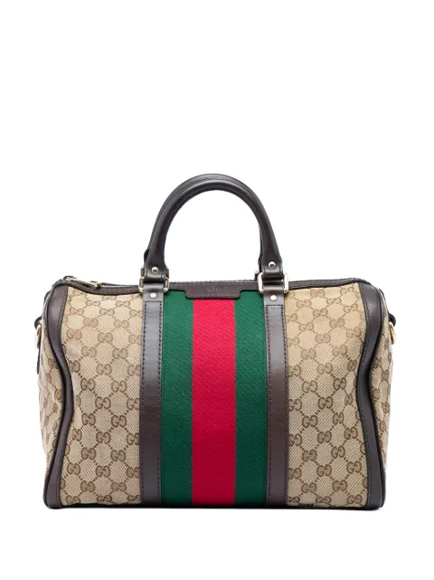 Gucci Pre-Owned GG Joy Boston 中号帆布织带斜挎波士顿包（2016-2026年典藏款）