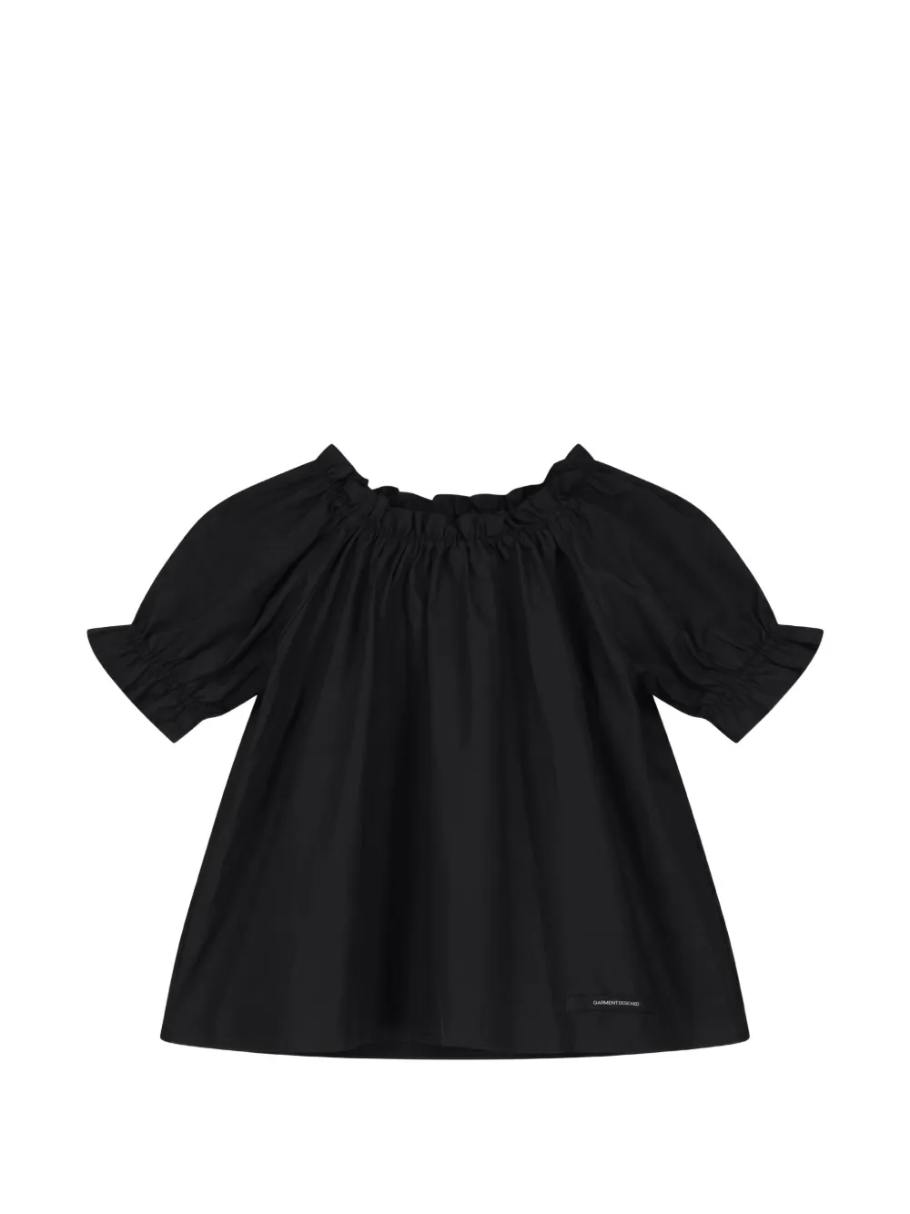 Little Creative Factory Kids Sea ruffled puff-sleeve blouse - Nero
