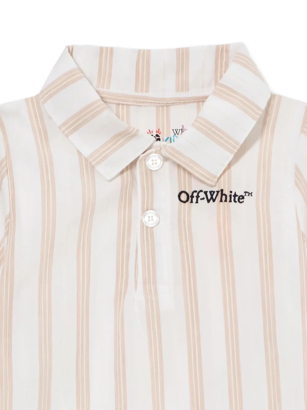 Off-White Kids Bookish striped romper Beige