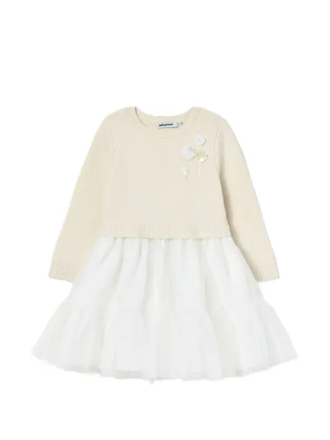 Self-Portrait Kids tulle-skirt long-sleeve dress