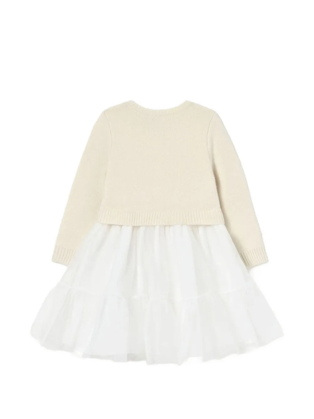 Self-Portrait Kids tulle-skirt long-sleeve dress Beige