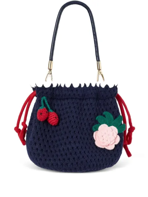 Self-Portrait Kids crochet floral-appliqué shoulder bag