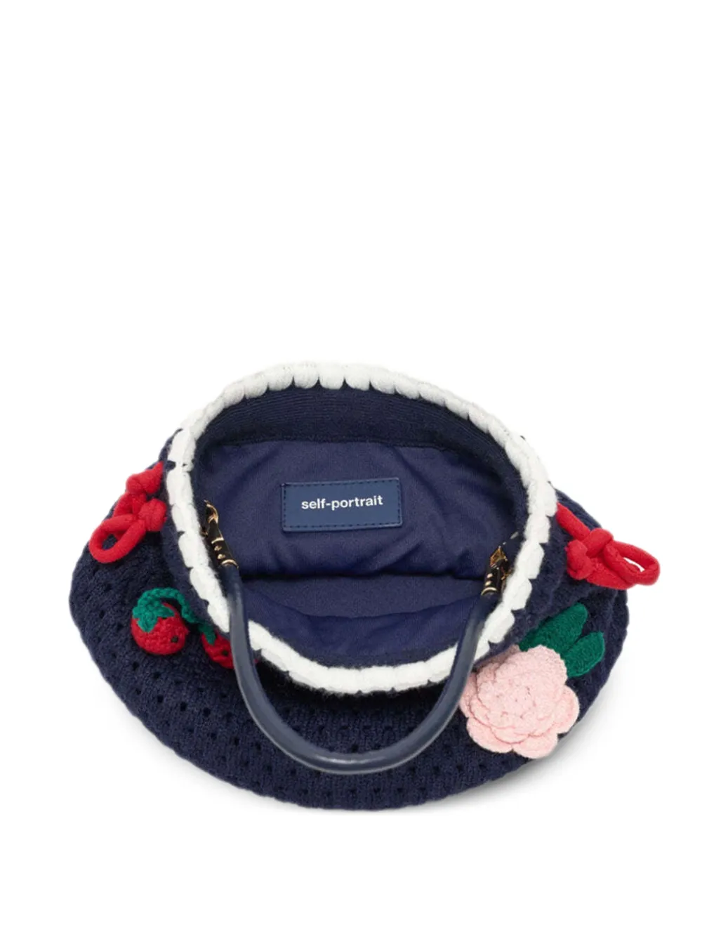 Self-Portrait Kids crochet floral-appliqué shoulder bag Blauw