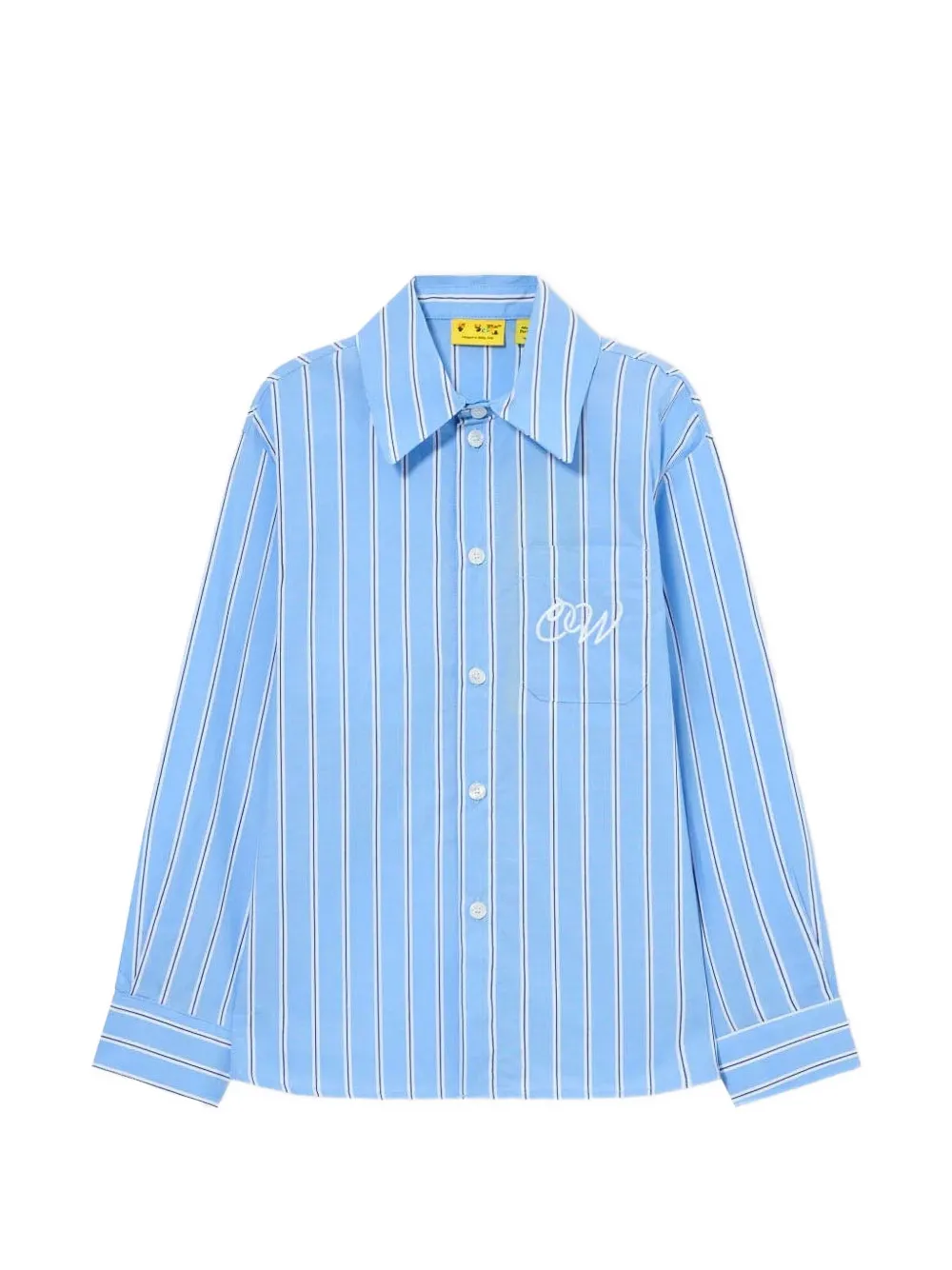 Off-White Kids OW embroidered striped shirt - Blu