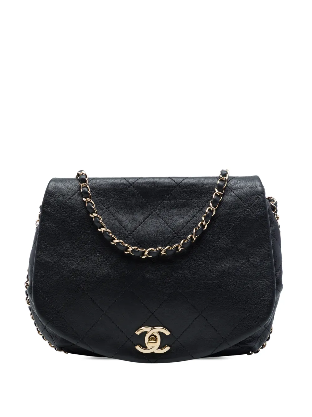 CHANEL Pre-Owned 2019 CC Quilted Calfskin Chain Around Saddle Flap crossbody bag - Nero