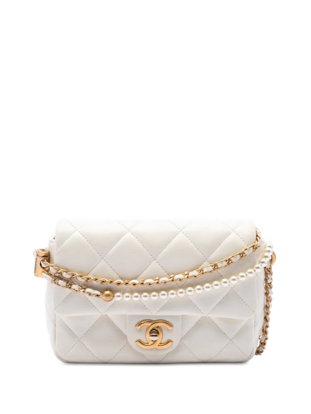 CHANEL Pre-Owned 2021-2026 Mini Quilted Lambskin Pearl My Perfect Single Flap crossbody bag - Bianco