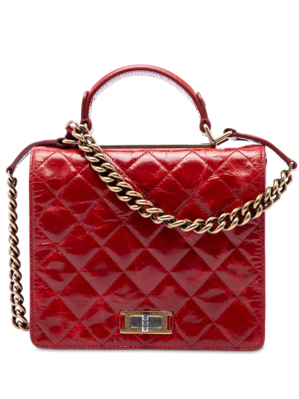 CHANEL Pre-Owned 2011 Large Quilted Glazed Calfskin Reissue 2.55 Rita Top Handle Flap satchel - Rosso