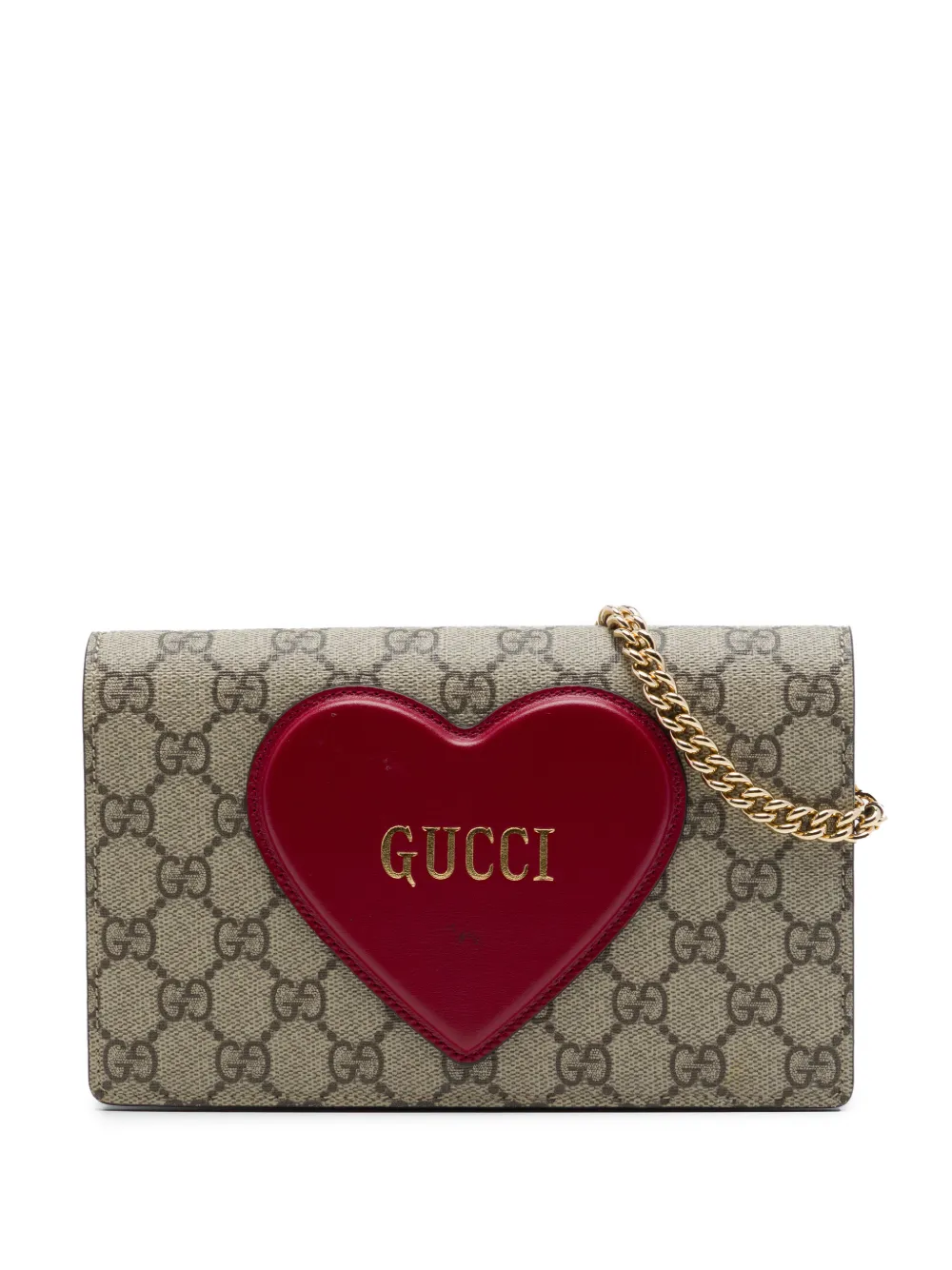 Gucci Pre-Owned 2000-2015 GG Supreme Heart Embellished Wallet on Chain crossbody bag - Rosso