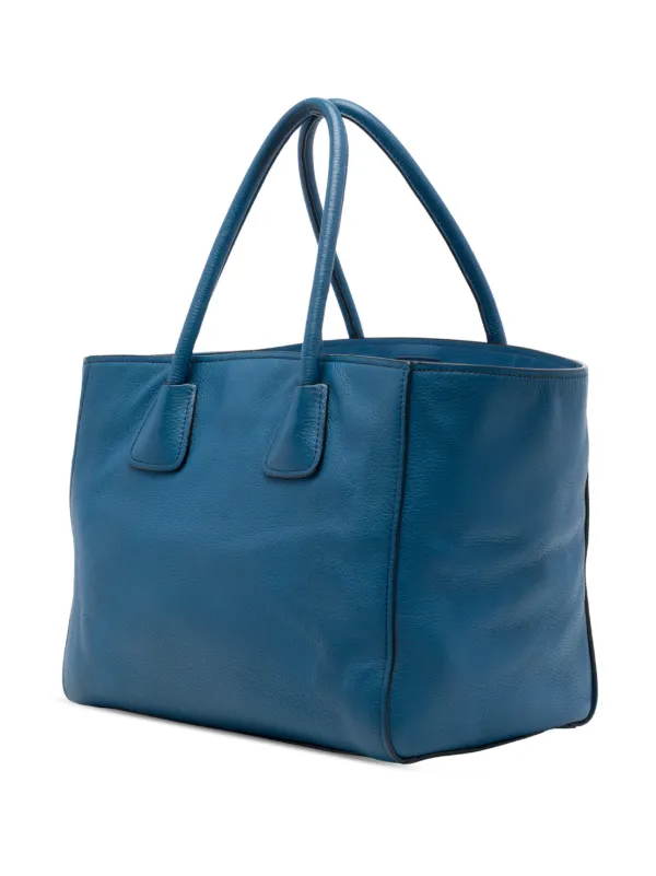 PRADA トートバッグ ブルー Prada Pre-Owned 2013-2026 Soft Calf Front Pocket Shopping Tote