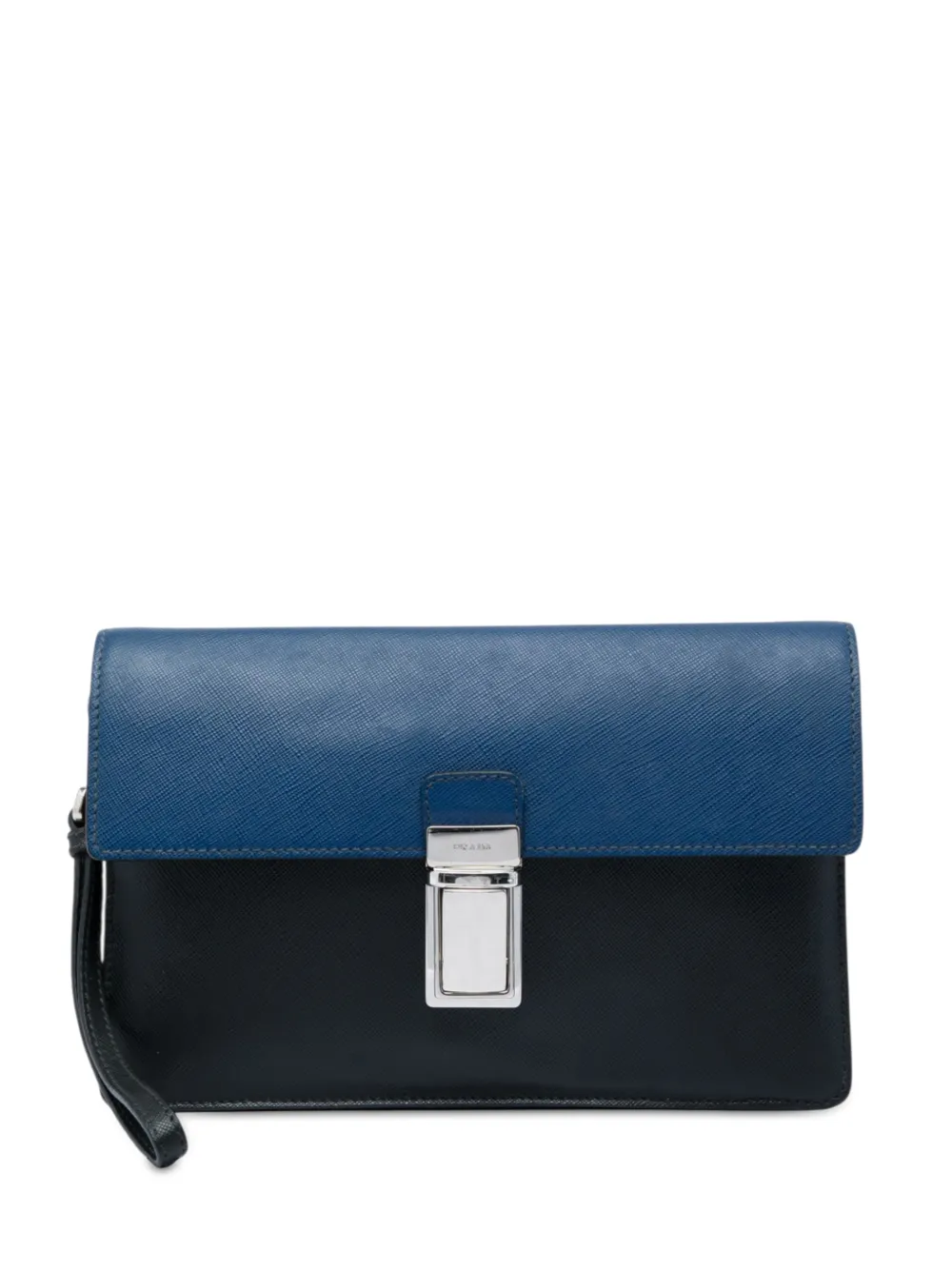 Prada Pre-Owned 2000-2013 Bicolor Saffiano Push Lock clutch bag - Nero