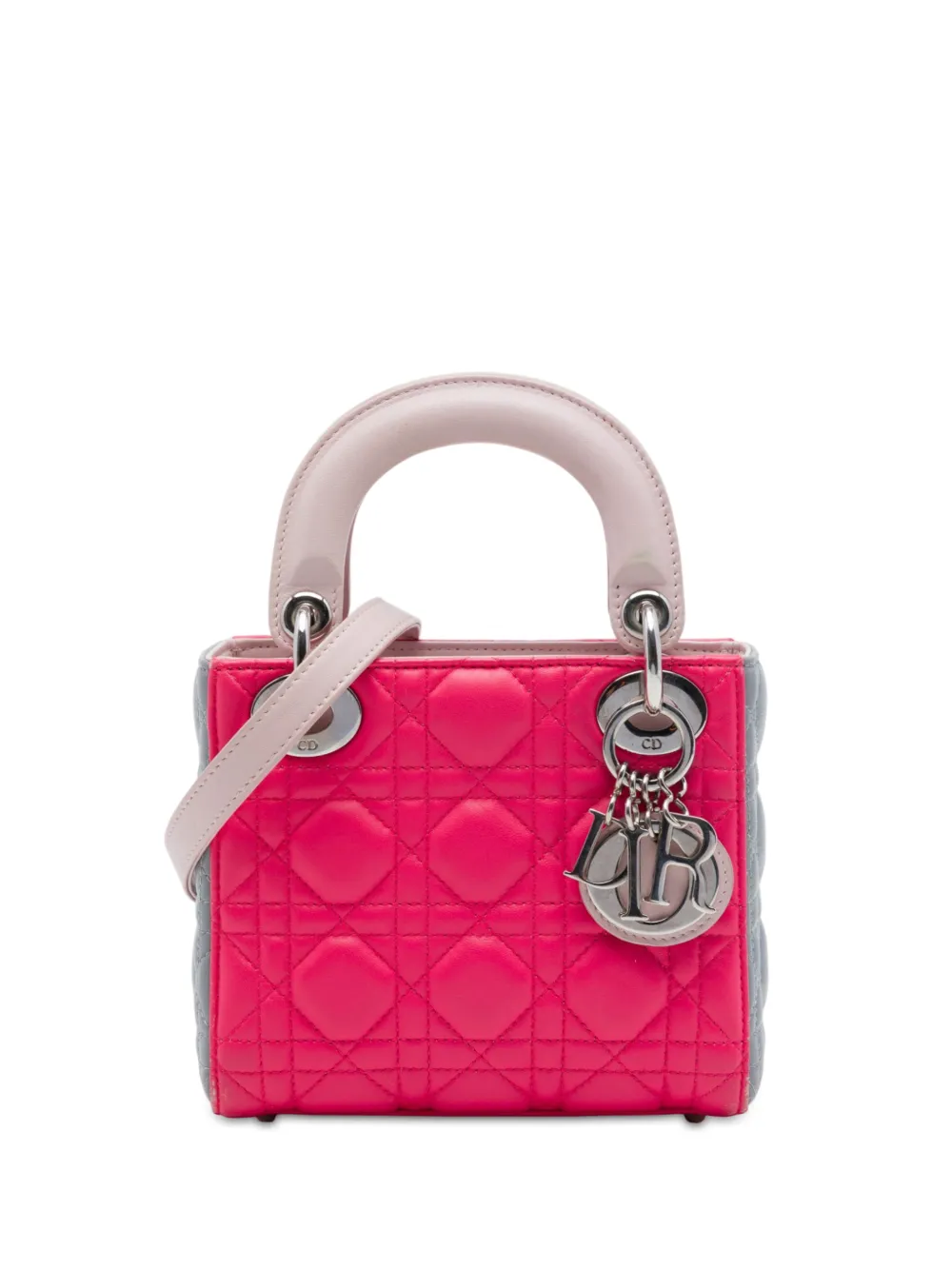 Christian Dior Pre-Owned 2014 Mini Tricolor Lambskin Cannage Lady Dior satchel - Rosa