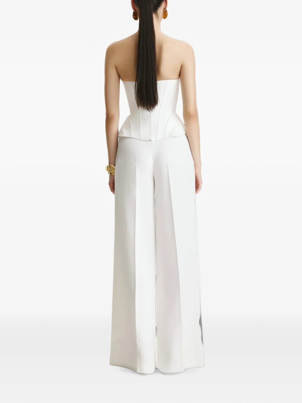 BENEDETTO structured peplum corset top Wit