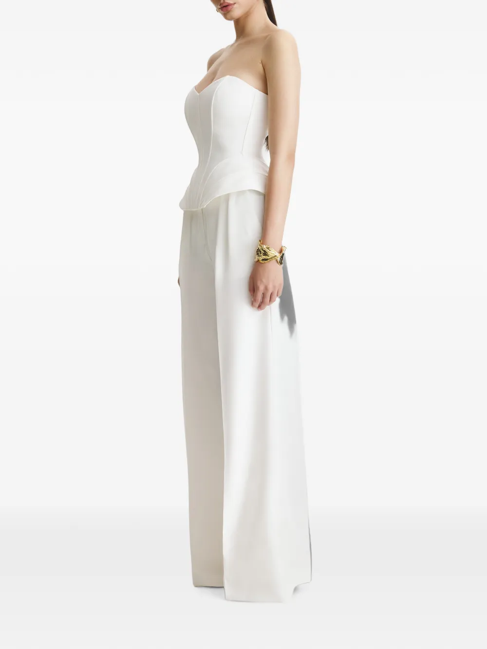 BENEDETTO structured peplum corset top Wit